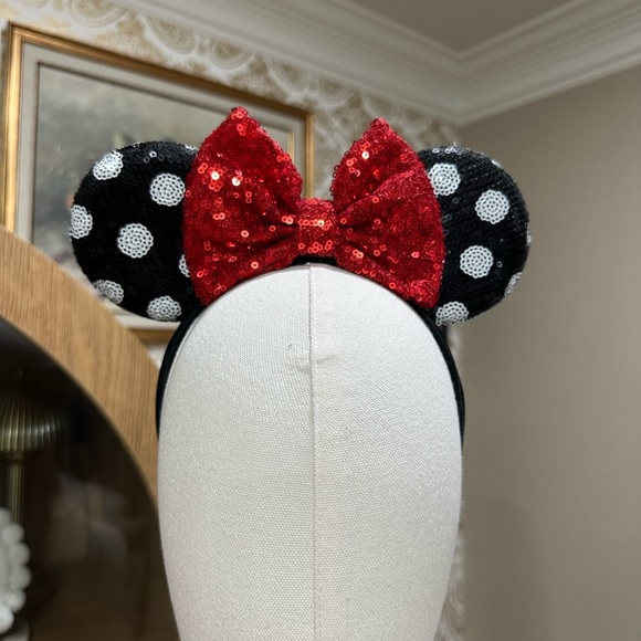 Disney Accessories - Disney Red and Black Polka Dot Mouse Ears Headband